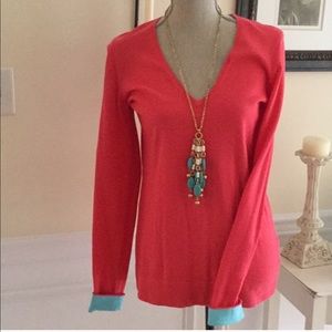 Lilly Pulitzer Sweater Coral & Turquoise